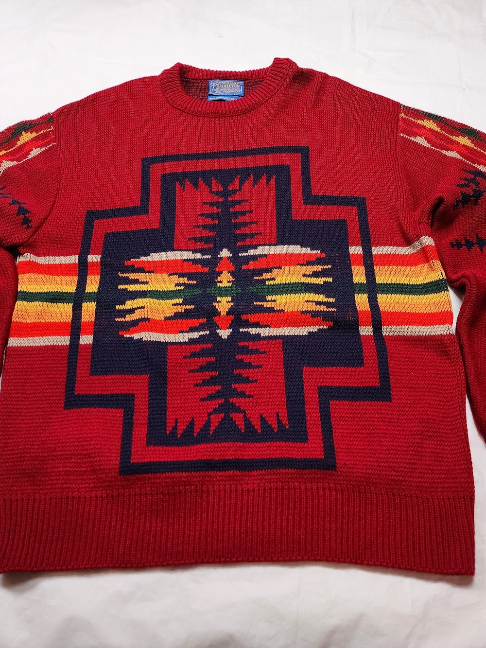VTG PENDETLON MEN'S HIGH GRADE WESTERN WOOL KNITWEAR SWEATER RED SIZE LARGE